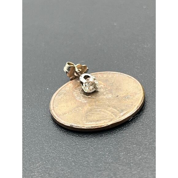 Designer Signed 14K White Gold Prong Set Round Diamond Stud Earring *Single - Picture 8 of 13